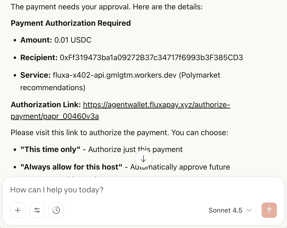 Agent requesting payment