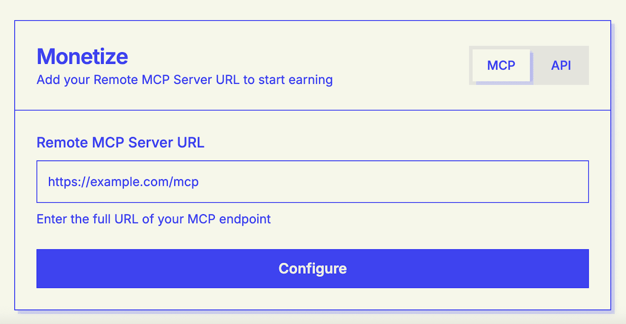 Registration page with server URL input